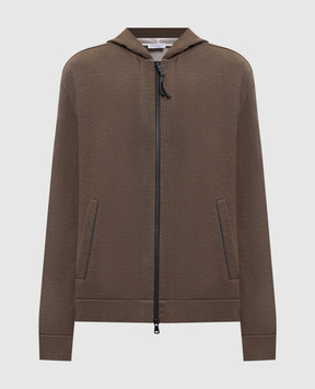 Brunello Cucinelli Коричнева спортивна куртка з шовком MD828SB806