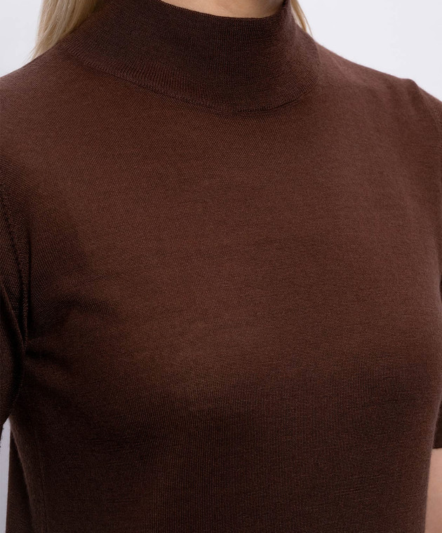 Brunello Cucinelli Коричневый топ из кашемира и шелка M13800004P изображение 5