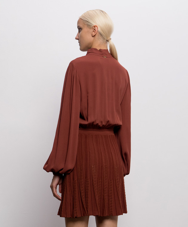 Twinset Коричневое платье-рубашка с фактурным узором 262TP3081 изображение 4