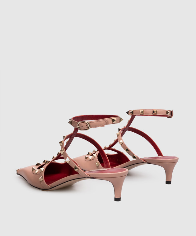 Valentino Розовые кожаные босоножки Rockstud 9W2S0PV0WZD изображение 3