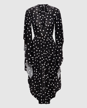 Vetements Черное платье в горох с акцентными плечами WH27DR138BD
