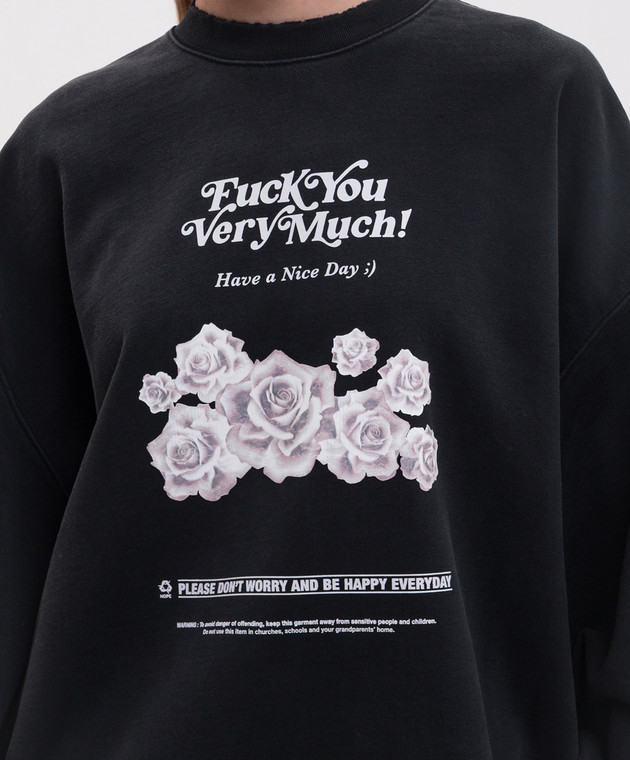 Vetements Чорний світшот з принтом MH27CN203B зображення 5