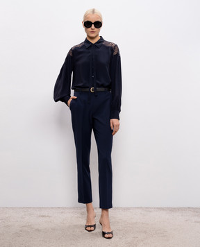 Twinset Сині штани з вишивкою логотипа 261TE2130