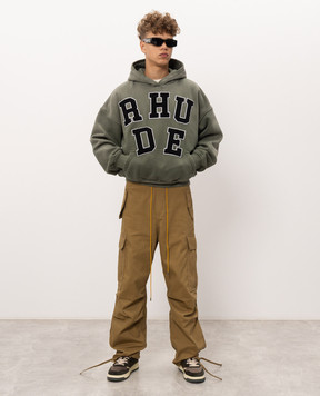 Rhude худи цвета хаки с фактурным логотипом RHPF26HO12012