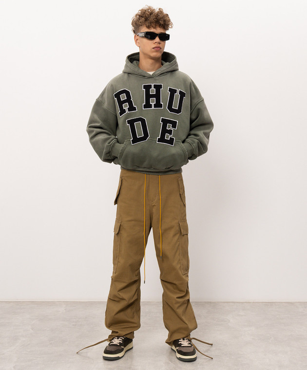 Rhude худи цвета хаки с фактурным логотипом RHPF26HO12012 изображение 2