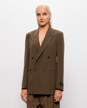 Maison Margiela MM6 Коричневый двубортный жакет с шерстью S62BN0129M35436