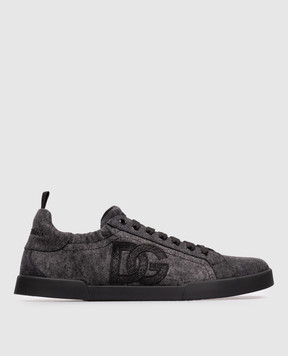 Dolce&Gabbana Черные кроссовки с вышивкой монограммы CS2445A0974
