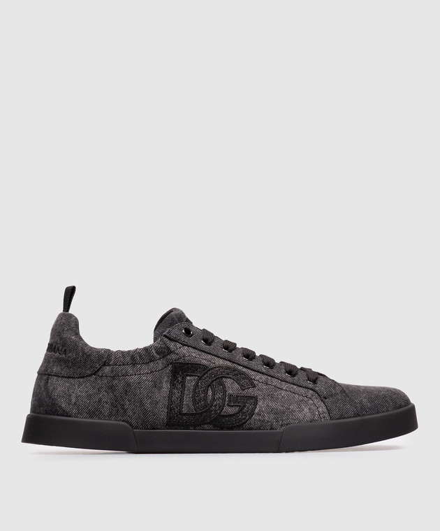 Dolce&Gabbana Чорні кросівки з вишивкою монограми CS2445A0974