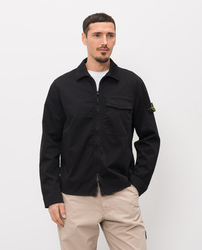 Stone Island Черная рубашка на молнии с логотипом патча L1S151200015S0012