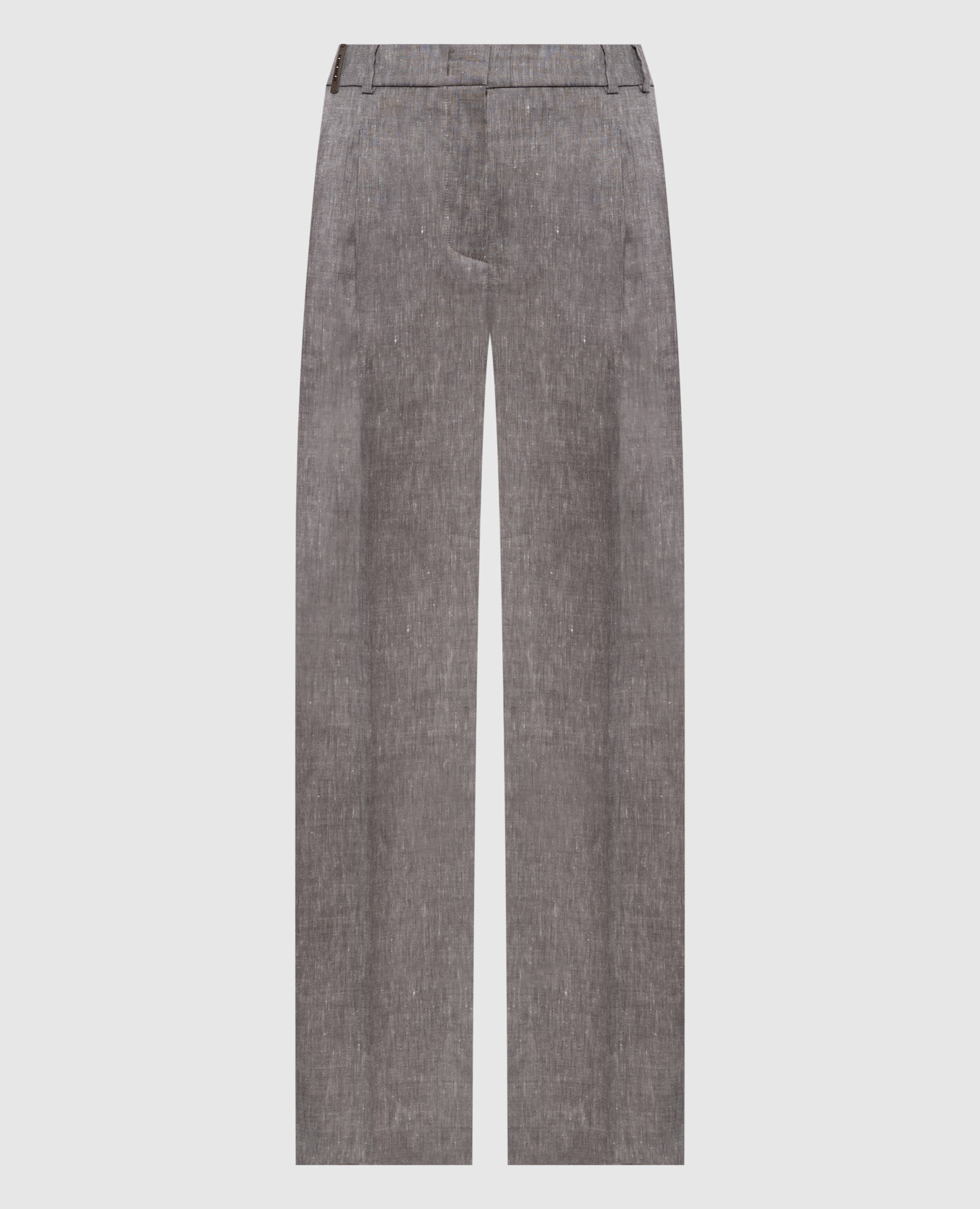 

Серые брюки из льна и шерсти, Серый, Широкие брюки