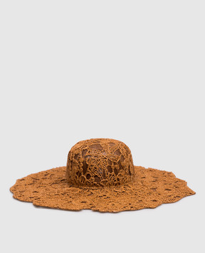 Ermanno Scervino Life Коричневая шляпа в цветочный узор с рафией D484V500ZQP
