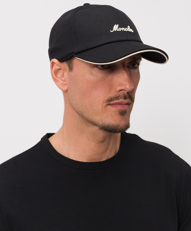 Moncler Черная кепка с вышивкой логотипа L10913B000070U618 изображение 2