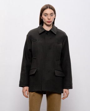 Ami Paris Серое пальто из шерсти FCO456WV0078