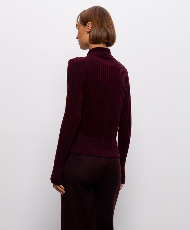 Victoria Beckham Бордовый кардиган из шерсти и кашемира 1326KJU007313A изображение 4