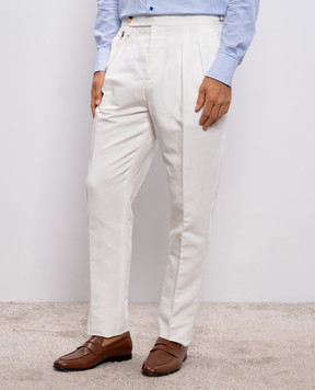 Brunello Cucinelli Белые брюки с льном MH253M5030