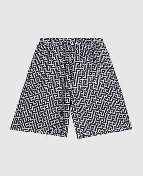 Balmain Дитячі чорні шорти для плавання в брендовий принт BYCP39Z37821214