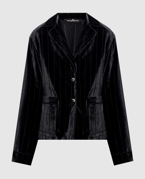 Ermanno Scervino Чорна оксамитова сорочка в стилі піжами з шовком D492I350XTC
