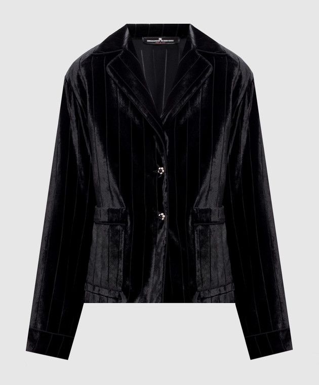 Ermanno Scervino Черная бархатная рубашка в стиле пижамы с шелком D492I350XTC
