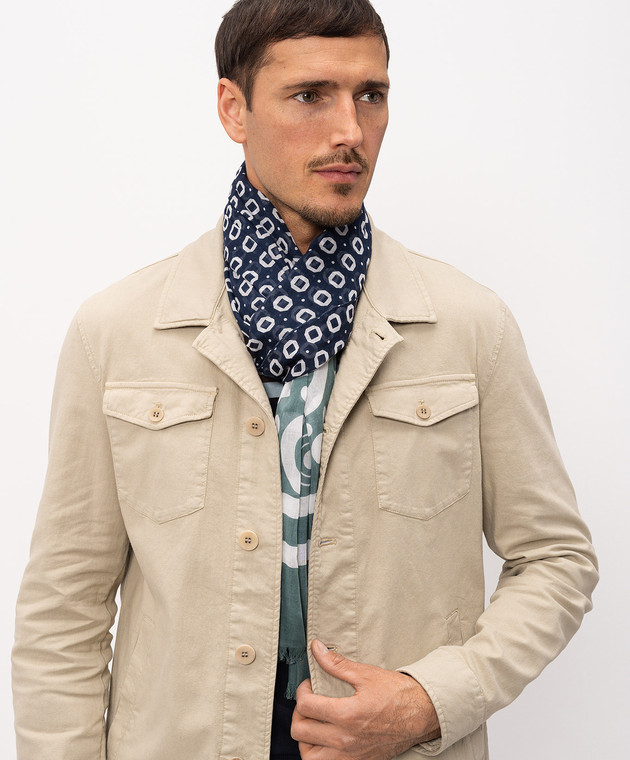 Florentino Синий шарф в принт 126136610050 изображение 2