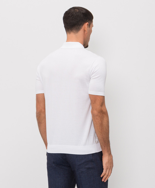 Bertolo Cashmere Белое поло с шелком в узор 902529002542 изображение 4