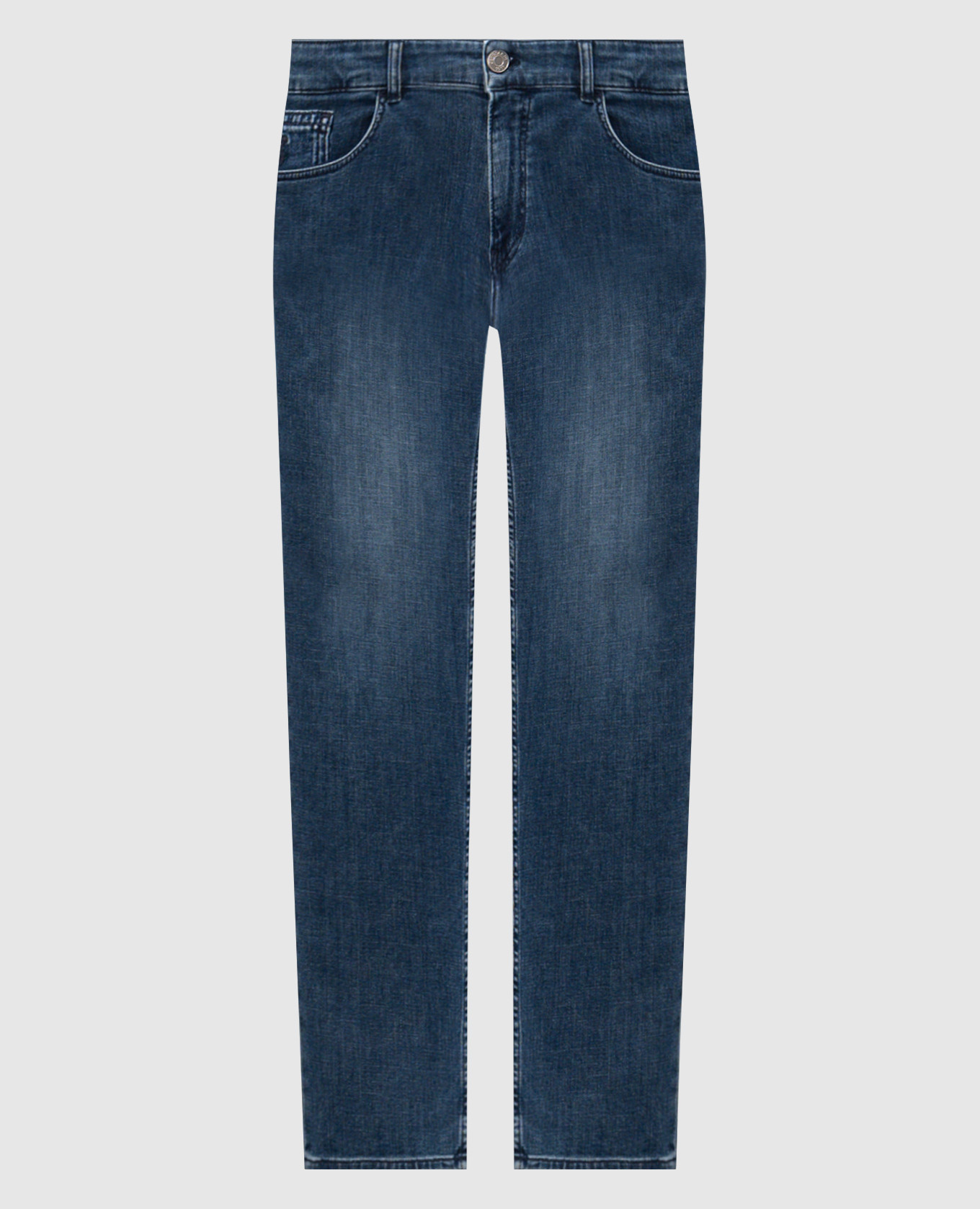 

Синие джинсы с эффектом потертости, Синий, Зауженные джинсы