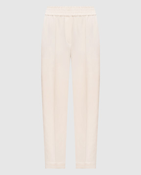 Brunello Cucinelli Штани кольору айворі з льоном MH126P7197