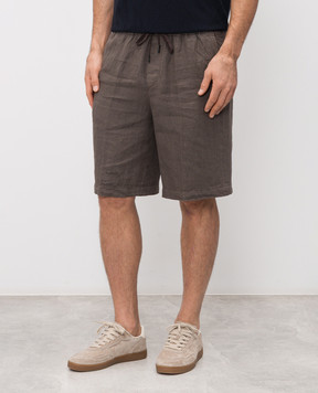 Peserico Коричневые шорты из льна с нашивкой логотипа R54235T00D02494