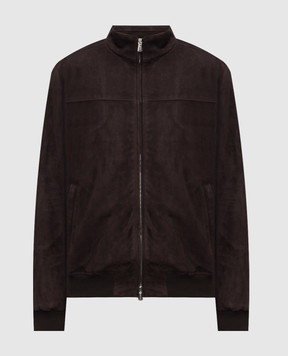 Enrico Mandelli Коричневая замшевая куртка с вышивкой логотипа 3T920A7405