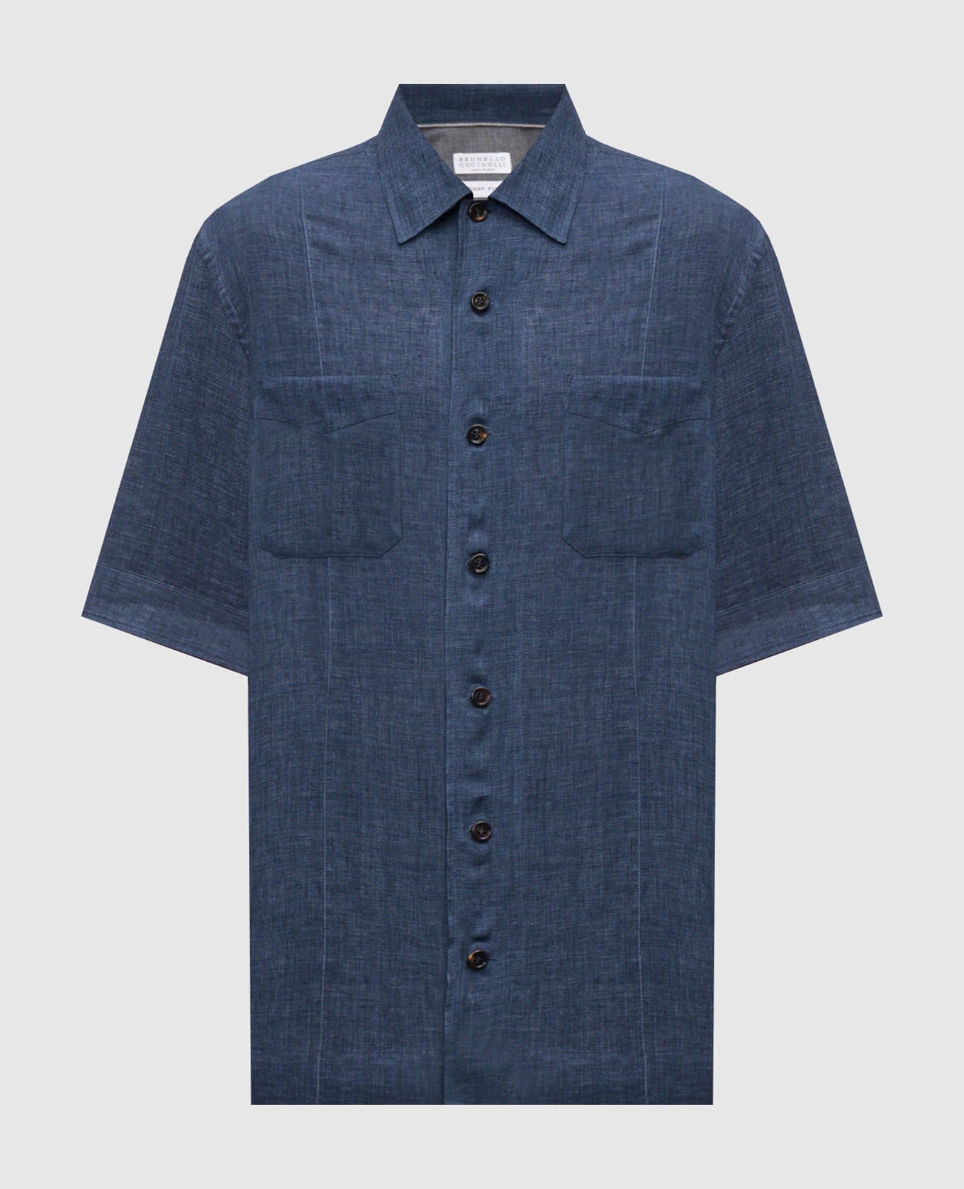 Синяя рубашка из льна