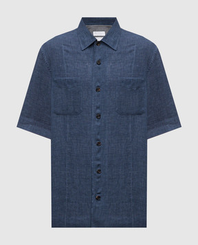 Brunello Cucinelli Синяя рубашка из льна MF6300619