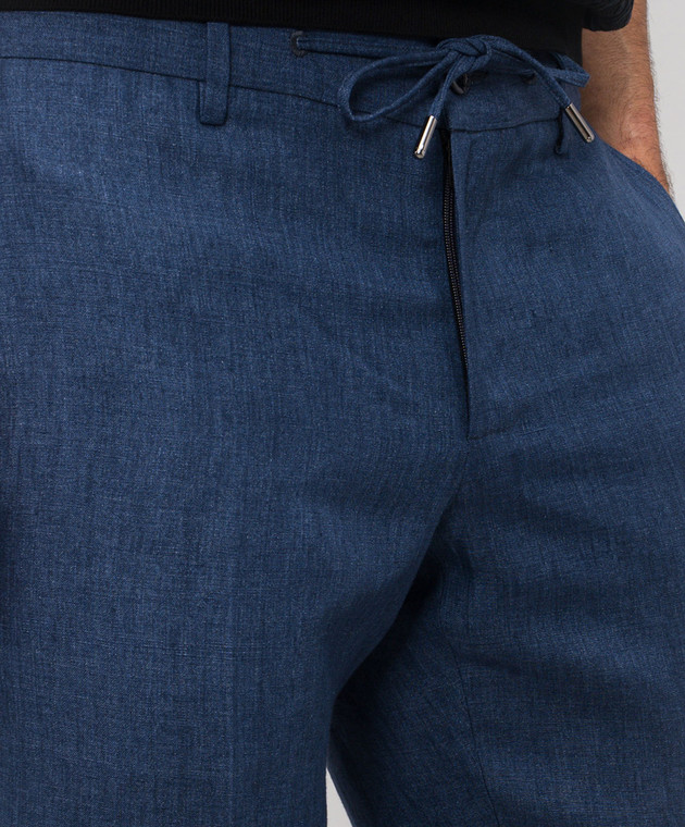 Bertolo Cashmere Синие брюки из льна 611625 изображение 5