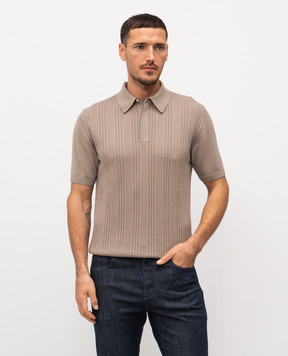 Canali Бежевое поло в узор MK02463C1177