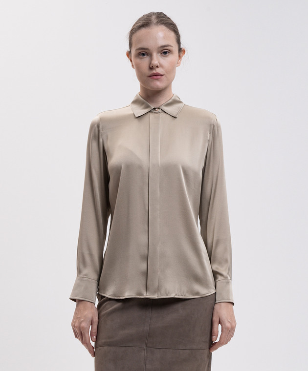 Max Mara Зеленая блуза XERO из шелка MSTXERO изображение 3