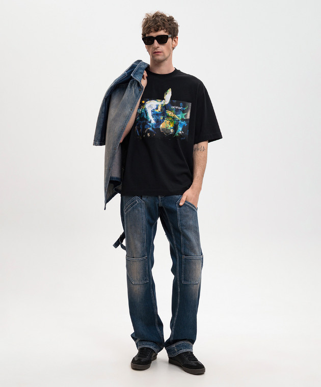 Off-White Черная футболка Caravaggio 44MAA120S26J00C изображение 2