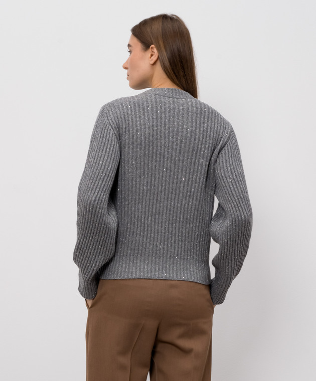 Brunello Cucinelli Сірий светр з кашеміру та вовни MBM753500P зображення 4