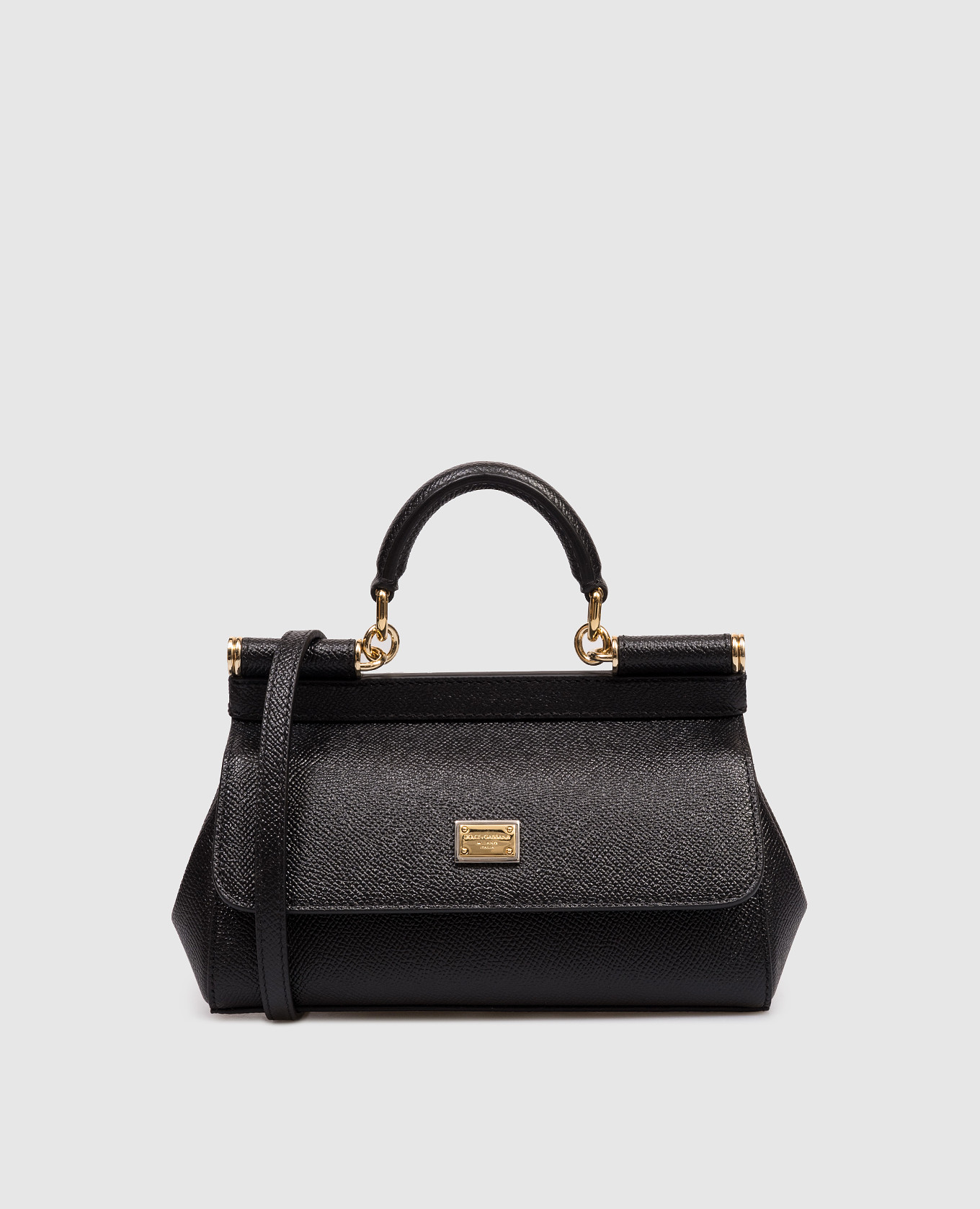 Черная кожаная сумка Sicily с пластиной логотипа