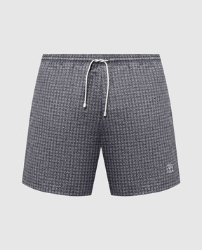 Brunello Cucinelli Зелені шорти для плавання в брендовий принт MR847043
