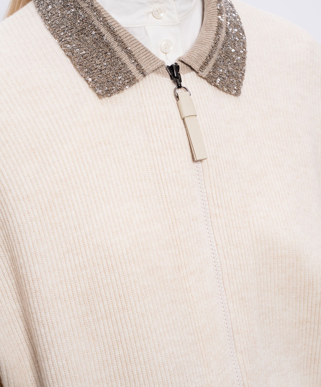 Brunello Cucinelli Бежевий кардиган з вовни, кашеміру та шовку M16232406 зображення 5