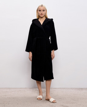 Symbol Home Чорний махровий халат з капюшоном BAMBOOSPONGEBATHROBE