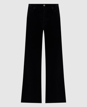 La DoubleJ Чорні оксамитові штани кльош TRO0140VEL011SOLID