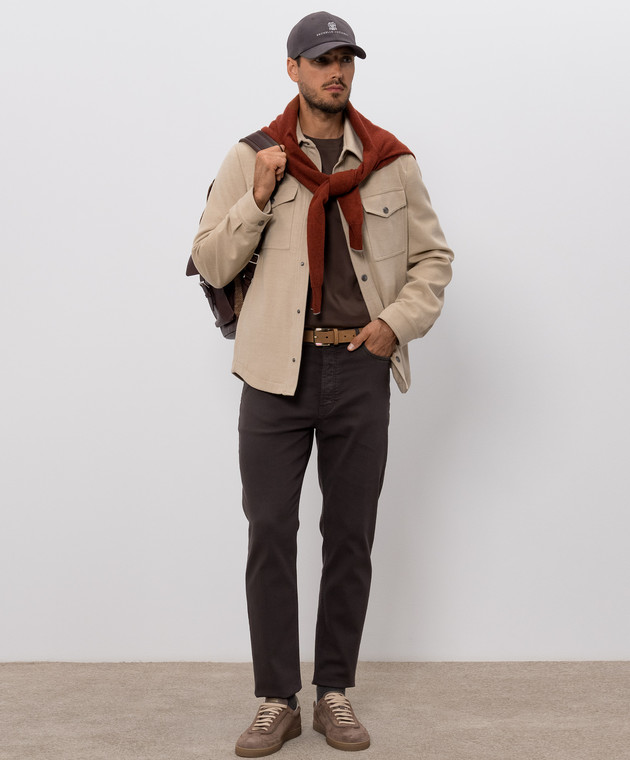 Brunello Cucinelli Коричневая футболка с эмблемой M0B138440 изображение 2