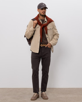 Brunello Cucinelli Коричневая футболка с эмблемой M0B138440