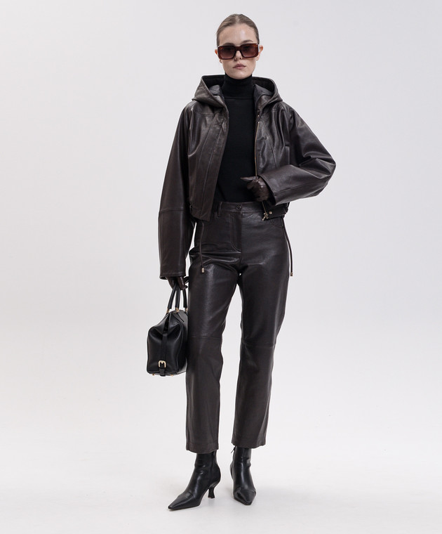 Max Mara Sportmax Коричнева шкіряна куртка KABALA SPXKABALA зображення 2