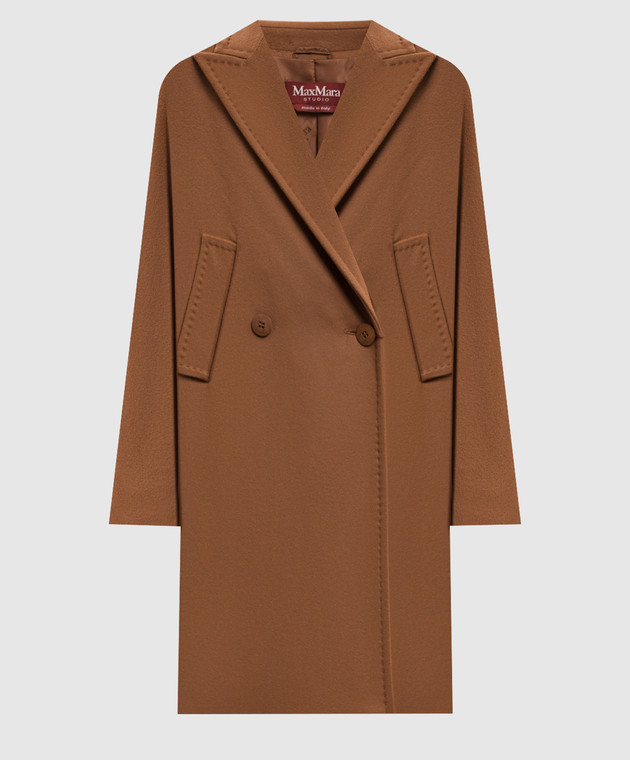 Max Mara Коричневе двобортне пальто MASTRO з вовни MSTMASTRO