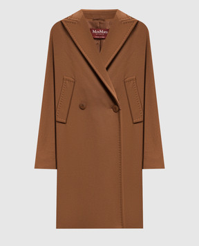 Max Mara Коричневе двобортне пальто MASTRO з вовни MSTMASTRO