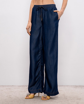 Twinset Синие брюки с логотипом 261LL2QGG