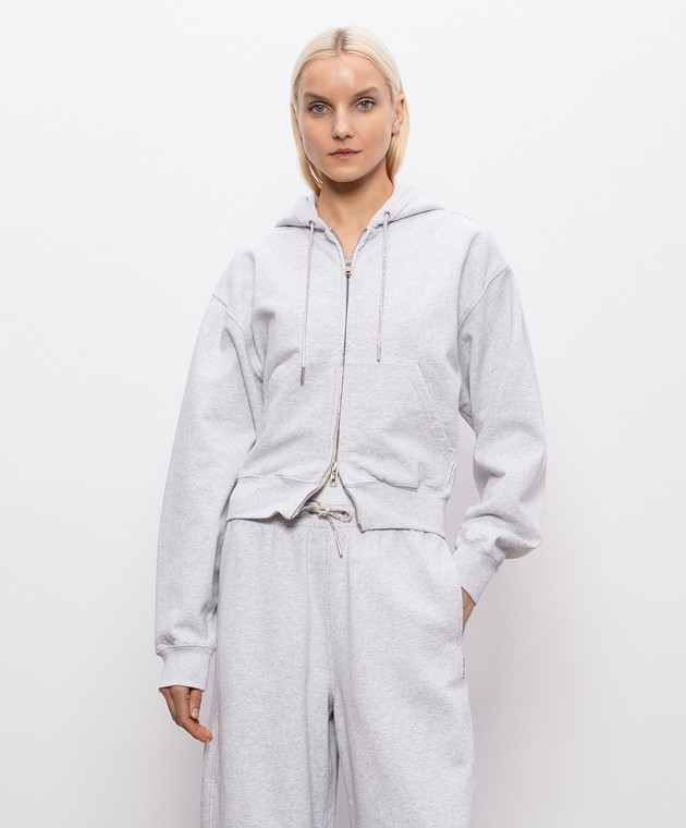 Alexander Wang Серая меланжевая вспомогательная куртка с кристаллами 1CC2262779 изображение 3