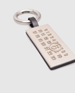 Maison Margiela MM6 Черный кожаный брелок для сумки Numeric tag SA5UA0005P8885
