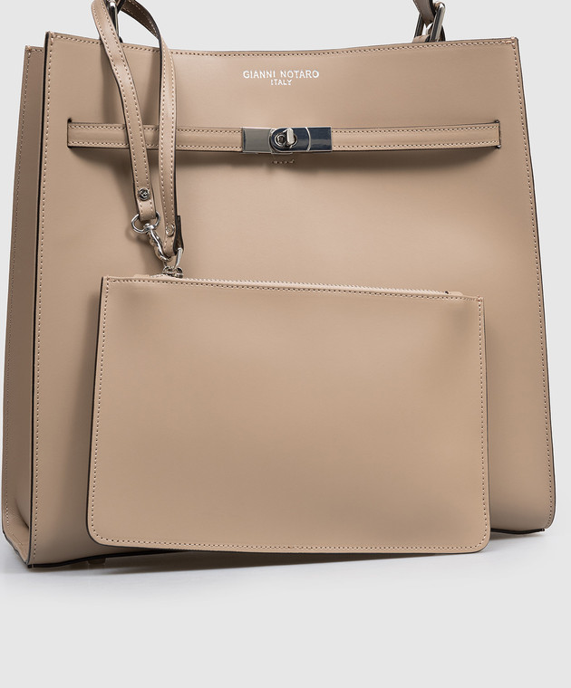 Gianni Notaro Коричневый кожаный RUGA сумка с принтом логотипа 255RUGANIKEL изображение 4