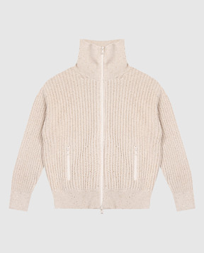 Brunello Cucinelli Дитячий бежевий кардиган з паєтками BDVM78106C